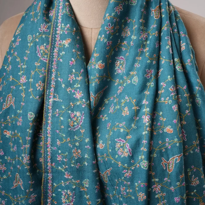 Authentic Kashmiri Pashmina Shawl with Detailed Hand Embroidery